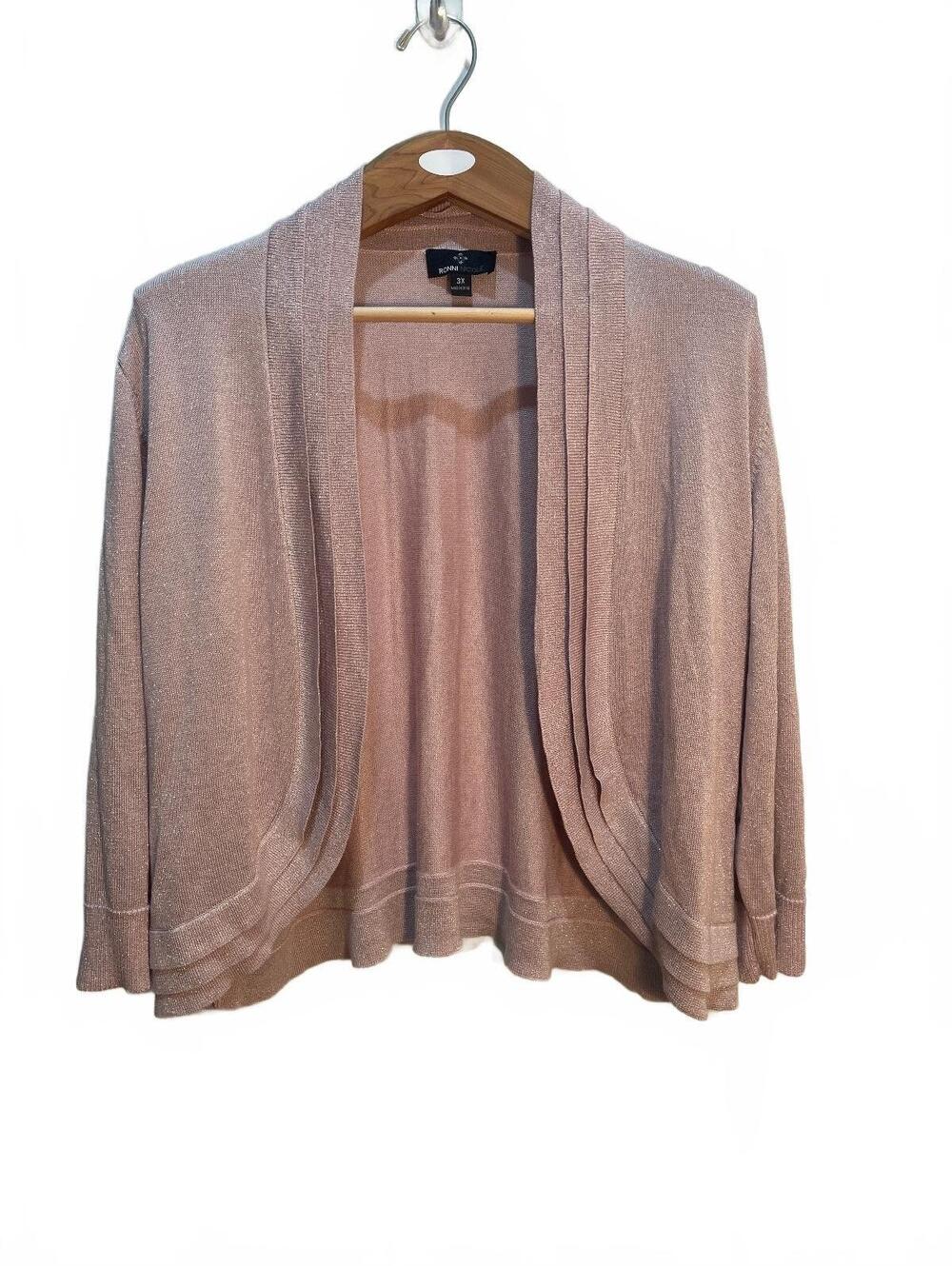 Ronni Nicole Women's Plus Size 3X Open Front Cardigan Sweater in Blush Pink